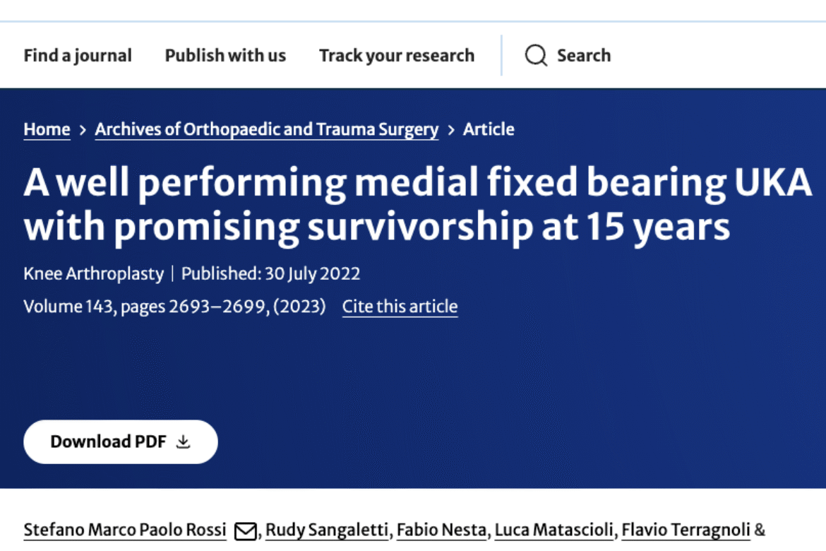Follow-up a lungo termine di 148 pazienti sottoposti a protesi monocompartimentale mediale