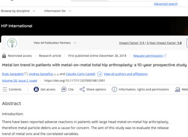 Dinamiche degli ioni metallici nei pazienti con protesi d’anca metal-on-metal.